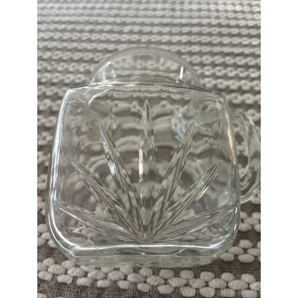 Federal Glass Small Square Starburst Pitcher Vintage Clear EUC‎